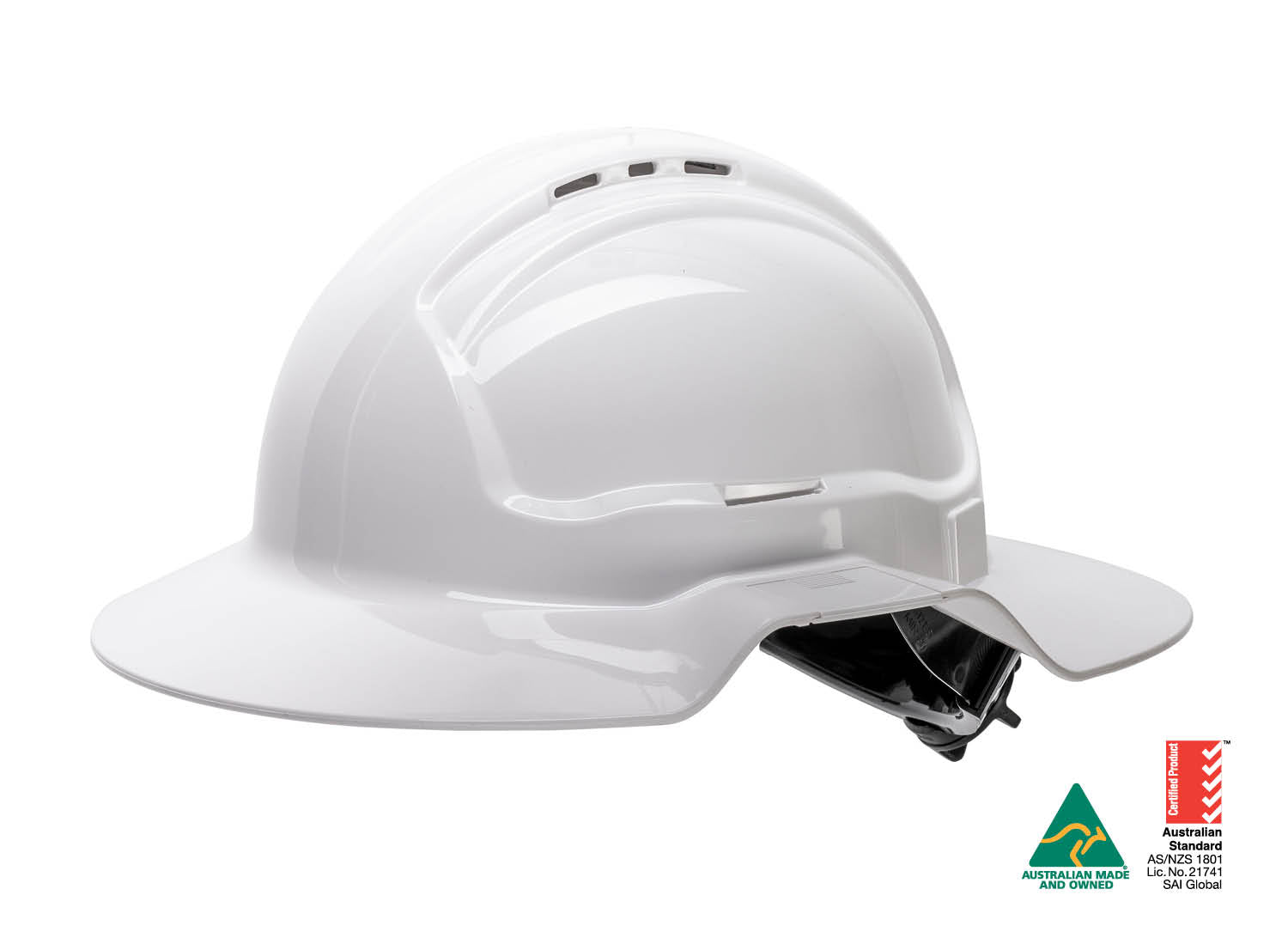 Force360 Broad Brim Hard Hat, Vented, 6 Point Ratchet Harness, Type 2